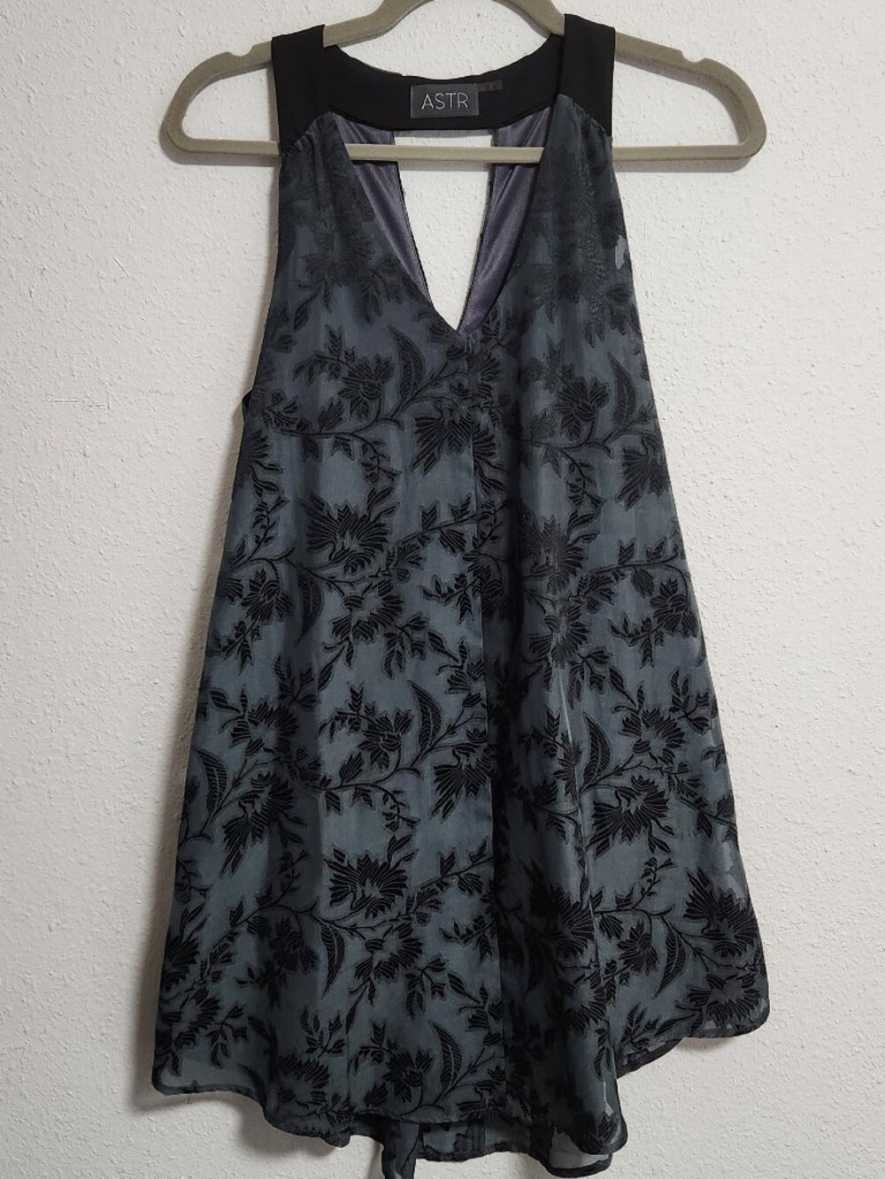 ASTR | Black Gray Floral Slip Jacquard Dress XS